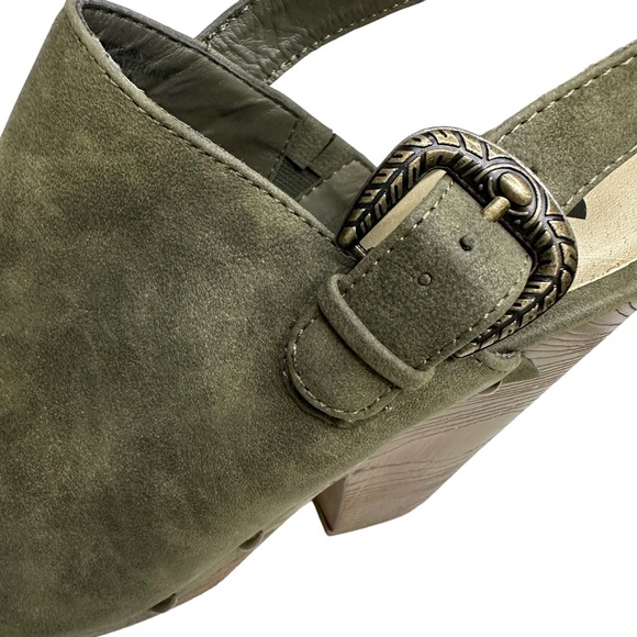 G by Guess Hammered Green Open Toe Slingback Buckle Platform Sandals Heel 10 - Picture 4 of 10